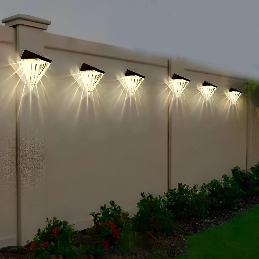2 Pieces Geometric LED Waterproof Black Solar Wall Lamp -  - #tag1#