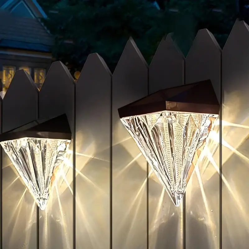 2 Pieces Geometric LED Waterproof Black Solar Wall Lamp tag1