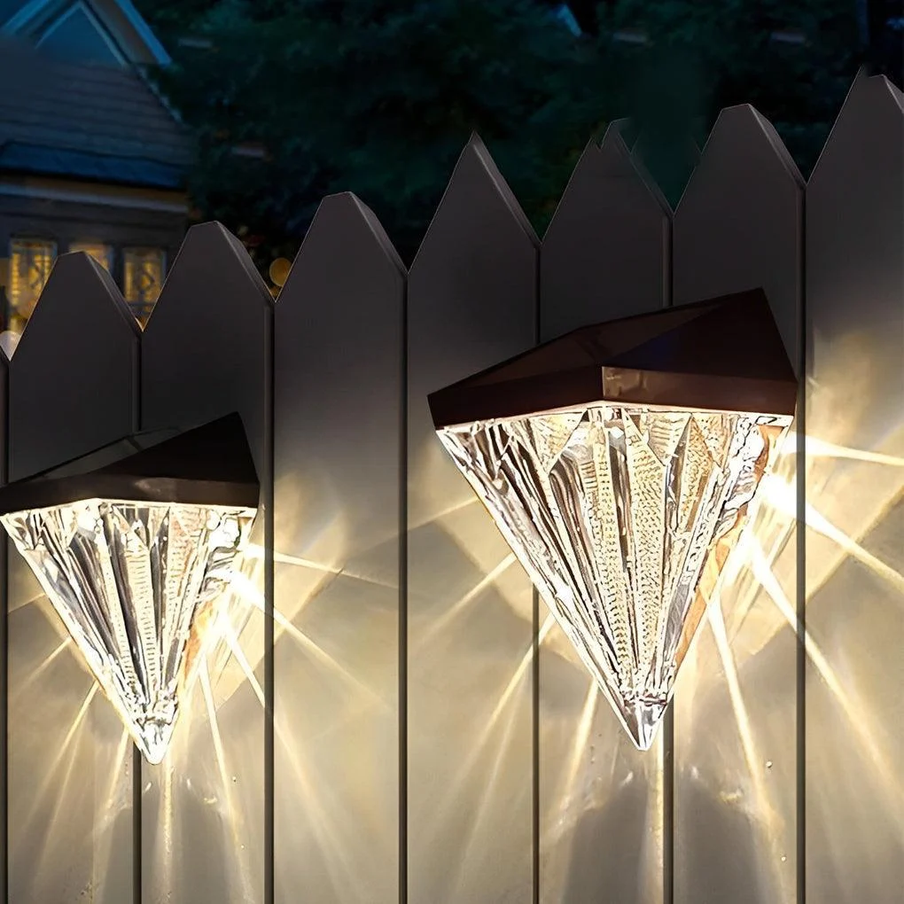 2 Pieces Geometric LED Waterproof Black Solar Wall Lamp -  - #tag1#
