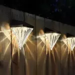 2 Pieces Geometric LED Waterproof Black Solar Wall Lamp tag1