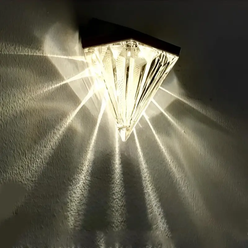 2 Pieces Geometric LED Waterproof Black Solar Wall Lamp tag1