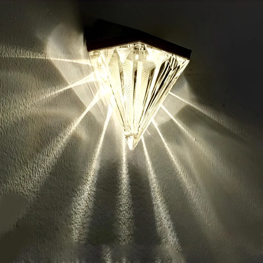 2 Pieces Geometric LED Waterproof Black Solar Wall Lamp -  - #tag1#
