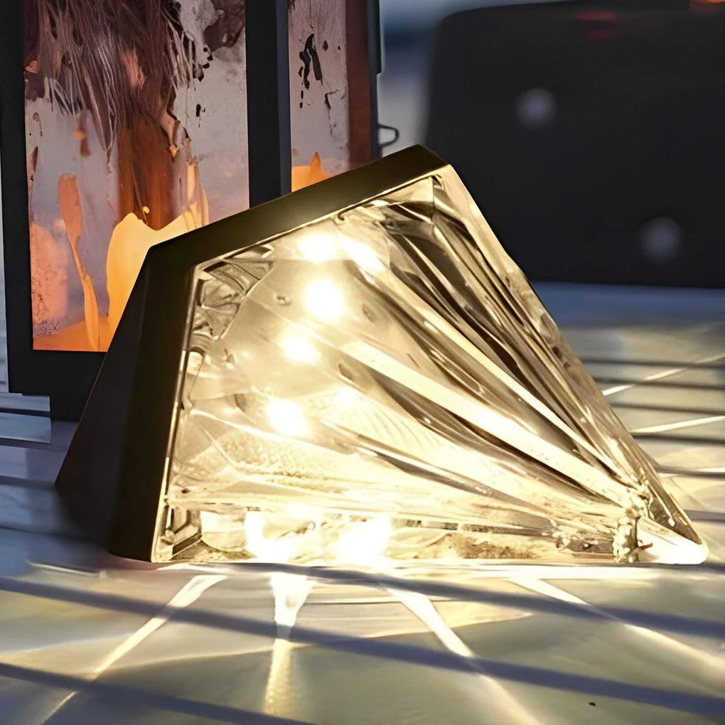 2 Pieces Geometric LED Waterproof Black Solar Wall Lamp -  - #tag1#