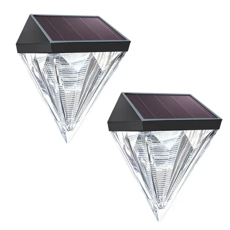 2 Pieces Geometric LED Waterproof Black Solar Wall Lamp tag1