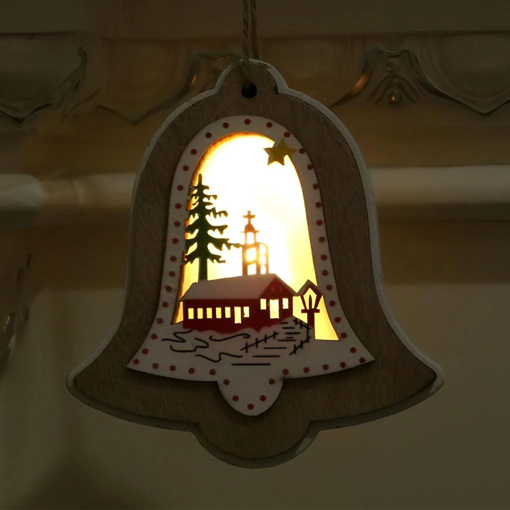 2 Pieces Wooden Modern Hanging Ornaments with Button Battery -  - #tag1#