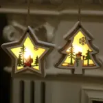 2 Pieces Wooden Modern Hanging Ornaments with Button Battery tag1