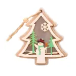 2 Pieces Wooden Modern Hanging Ornaments with Button Battery tag1