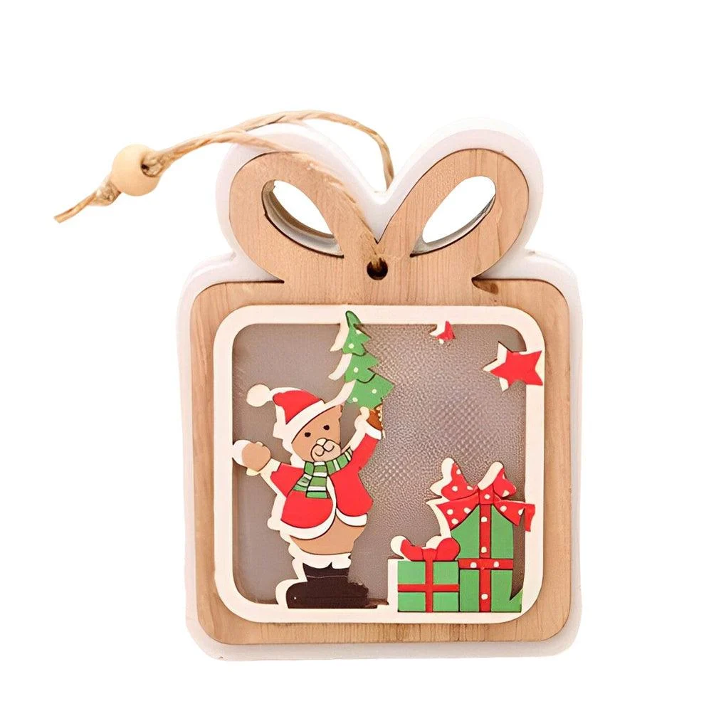 2 Pieces Wooden Modern Hanging Ornaments with Button Battery -  - #tag1#