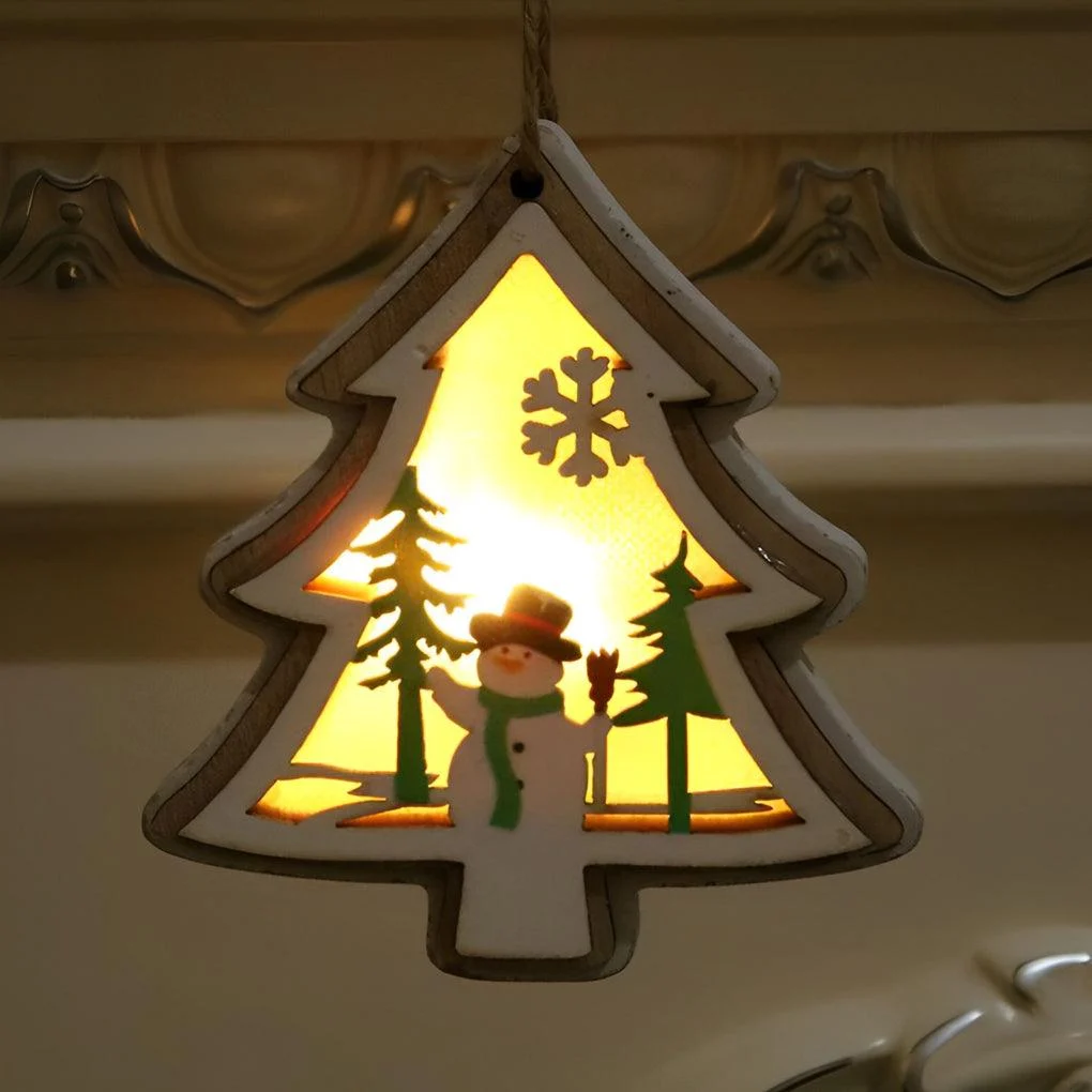 2 Pieces Wooden Modern Hanging Ornaments with Button Battery -  - #tag1#