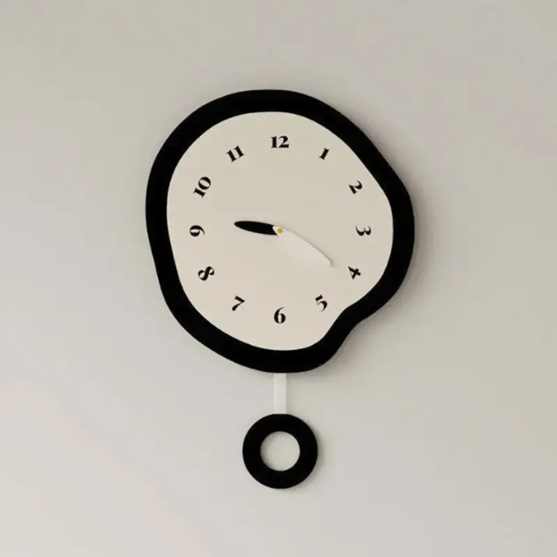 2 Styles Abstract Distorted Pendulum Silent Wall Clock