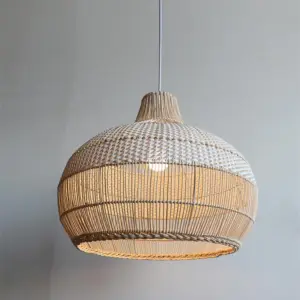 Homeko Kitchen Island Pendant Lighting Wicker Lamp Shade