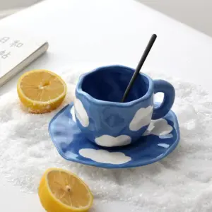 Porcelain Blue Sky Coffee Cup and Saucer Set