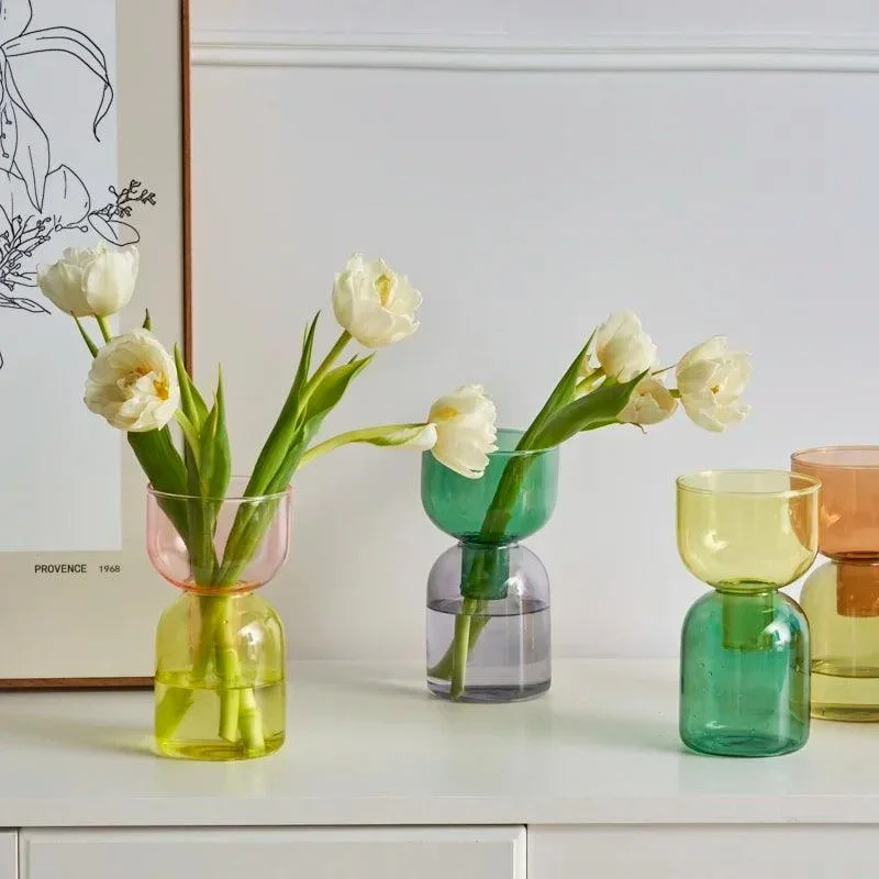 2pc Set Mini Glass Vases Nordic Vintage -