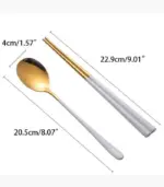2pcs set Japanase Chopsticks and Spoon Set Stainless Steel Tableware tag1