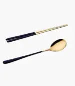 2pcs set Japanase Chopsticks and Spoon Set Stainless Steel Tableware tag1
