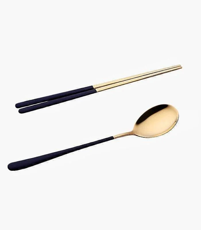 2pcs/set Japanase Chopsticks and Spoon Set Stainless Steel Tableware -  - #tag1#