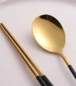 2pcs set Japanase Chopsticks and Spoon Set Stainless Steel Tableware tag1