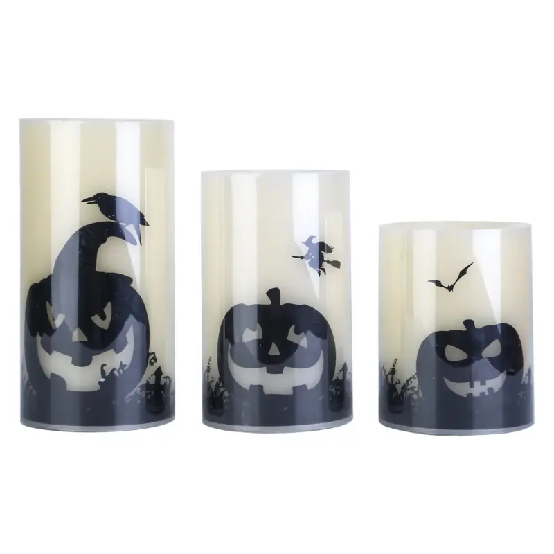 3 Pack Halloween Battery Operated Flameless Candle Lamp with Timer Setting tag1