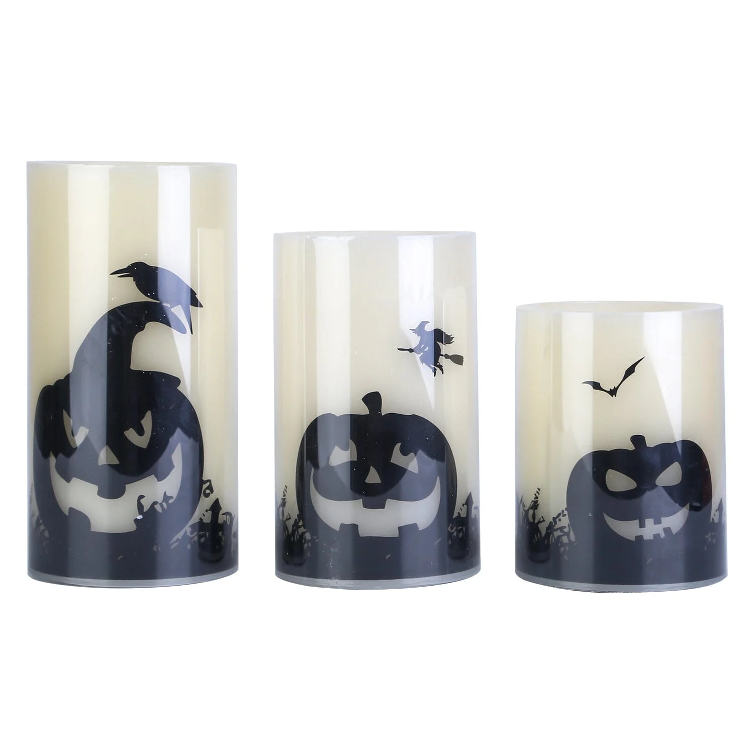 3-Pack: Halloween Battery Operated Flameless Candle Lamp with Timer Setting -  - #tag1#