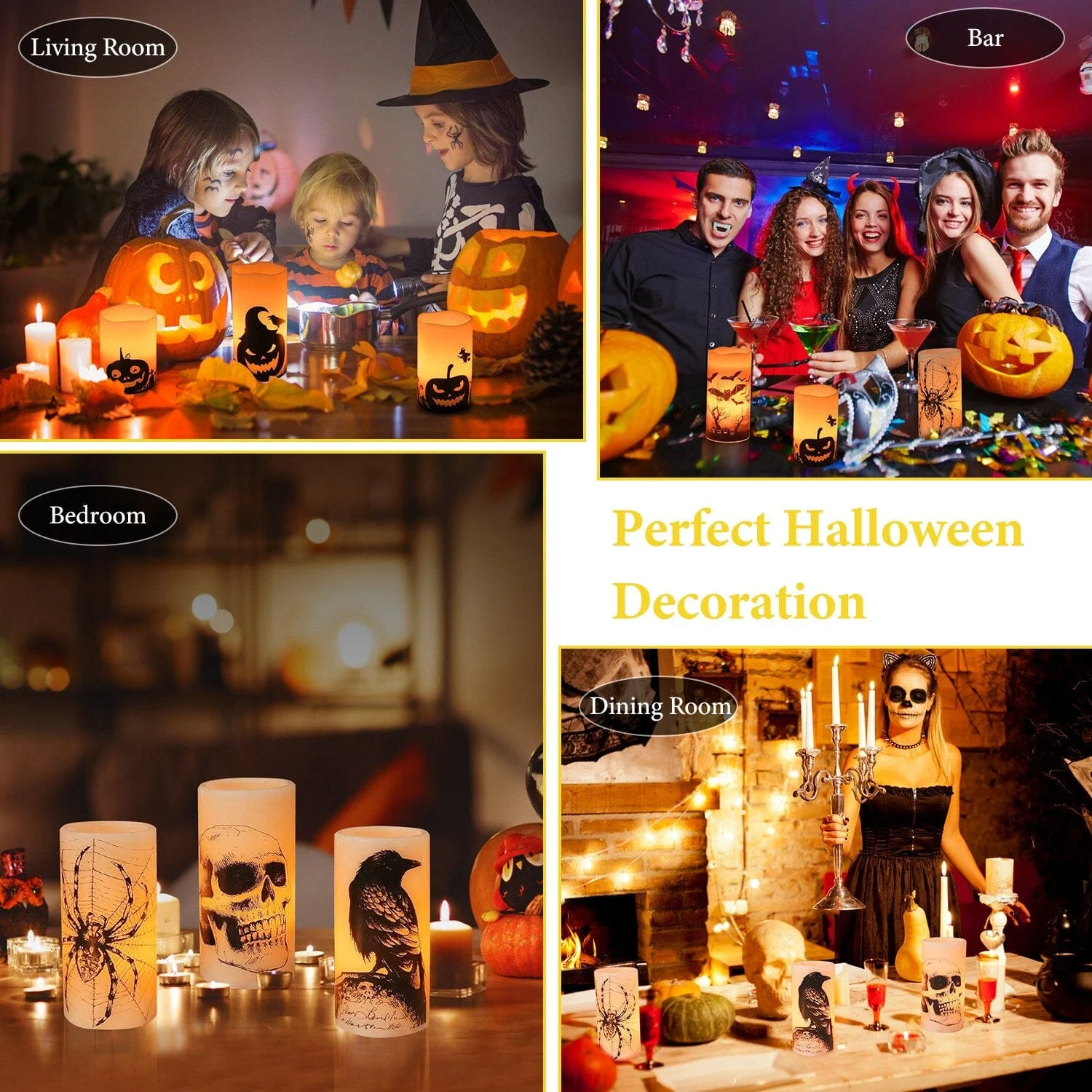 3-Pack: Halloween Battery Operated Flameless Candle Lamp with Timer Setting -  - #tag1#