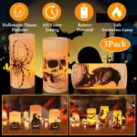 3 Pack Halloween Battery Operated Flameless Candle Lamp with Timer Setting tag1