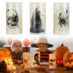 3 Pack Halloween Battery Operated Flameless Candle Lamp with Timer Setting tag1