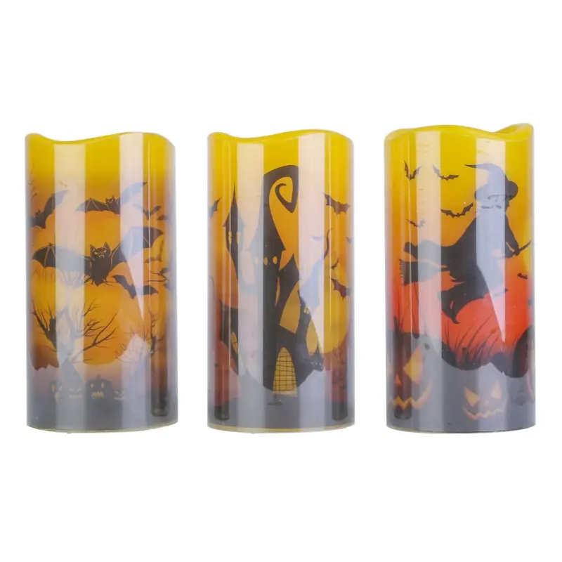 3 Pack Halloween Battery Operated Flameless Candle Lamp with Timer Setting tag1