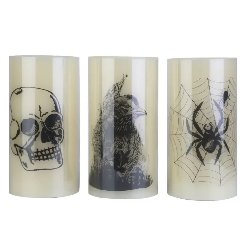 3 Pack Halloween Battery Operated Flameless Candle Lamp with Timer Setting tag1