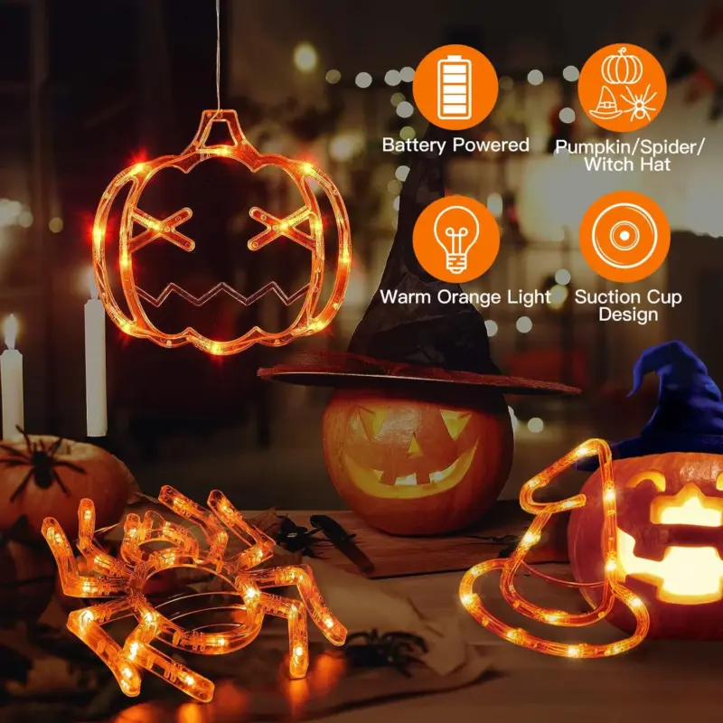 3 Pack Halloween Window Light with Suction Cup Hanging Holes tag1
