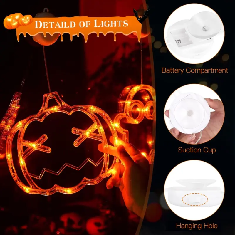 3 Pack Halloween Window Light with Suction Cup Hanging Holes tag1
