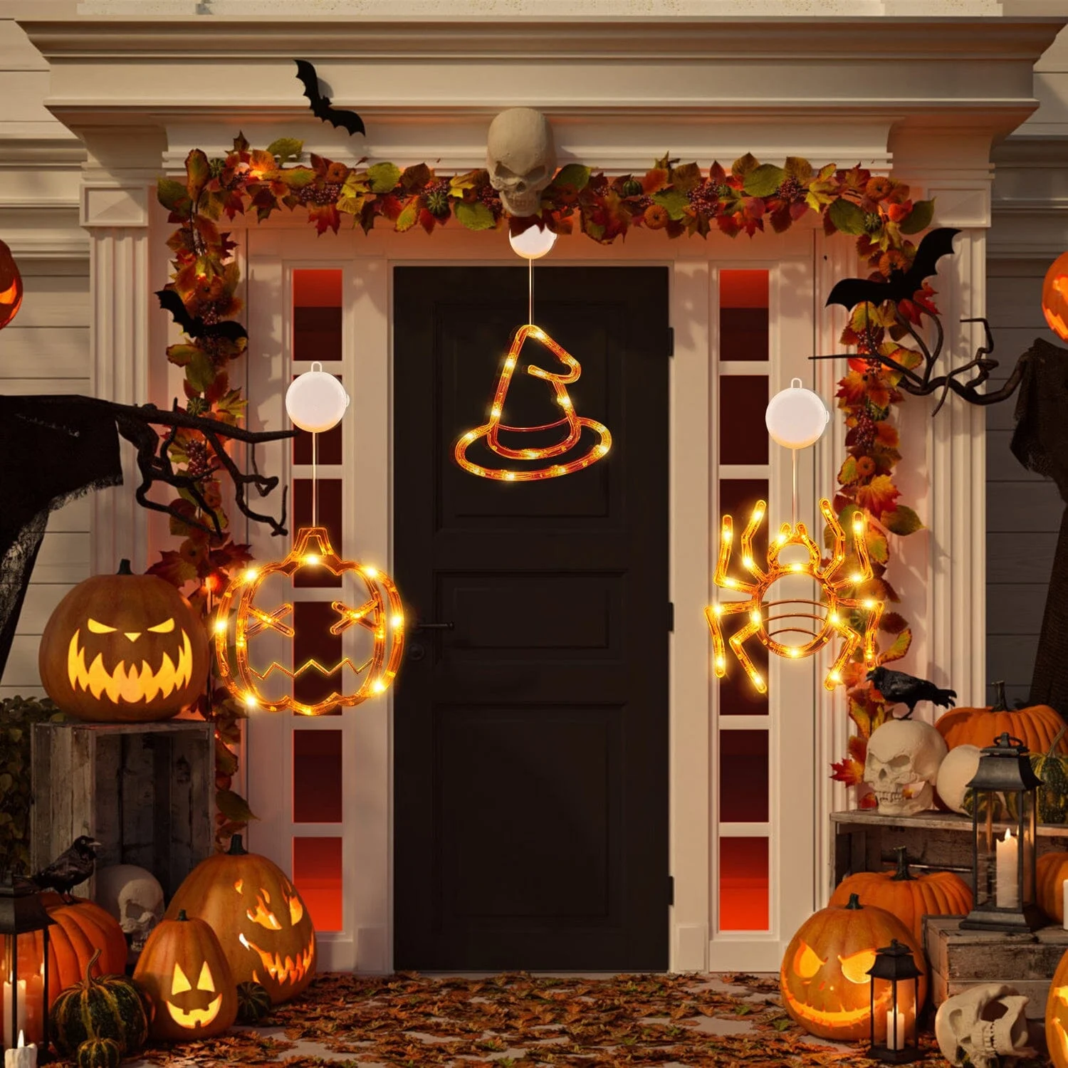 3-Pack: Halloween Window Light with Suction Cup Hanging Holes -  - #tag1#