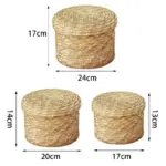 3 Pcs Set Handmade Straw Woven Storage Basket With Lid Snack Organizer Storage Box Laundry Baskets 78cabe88 52f7 4294 aa49 b1ba9a57fda7