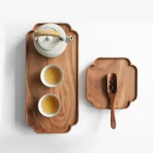 3-Piece Farmhouse Nut Brown Serving Board with Built-in Edges