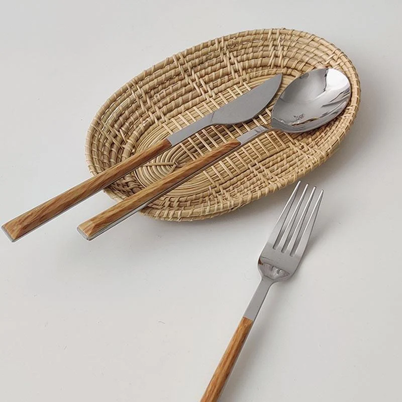 3-Piece Stainless Steel Cutlery Set with Wooden Handle -  - #tag1#