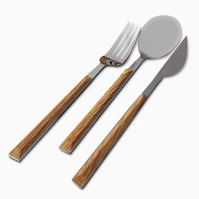 3-Piece Stainless Steel Cutlery Set with Wooden Handle -  - #tag1#