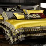 30 descript chic home 4610pcs place faux silk luxury large jacquard with embroidery golden bedding set duvet cover bedspread bed sheet set