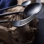 304 Stainless Steel Cutlery Tableware Dinner Set Forks Knives Scoop Set Silverware Set Titanium black kitchen 3 047a5463 ec23 4e42 a752 27e708928fca
