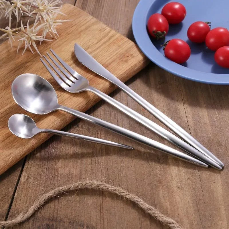 304 Stainless Steel Cutlery Tableware Set Dinner Forks Knives Scoop Set Silverware Set Titanium Silver Ac0c193c 93eb 435b A904 713db093fb23