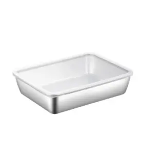 304 Stainless Steel Square Plate with Lid Food Storage Container for Kitchen