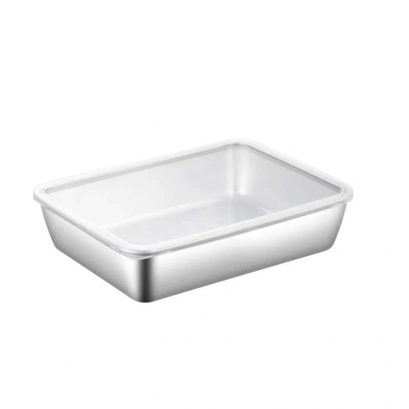 304 Stainless Steel Square Plate with Lid Food Storage Container for Kitchen -  - #tag1#