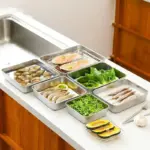 304 Stainless Steel Square Plate with Lid Food Storage Container for Kitchen tag1