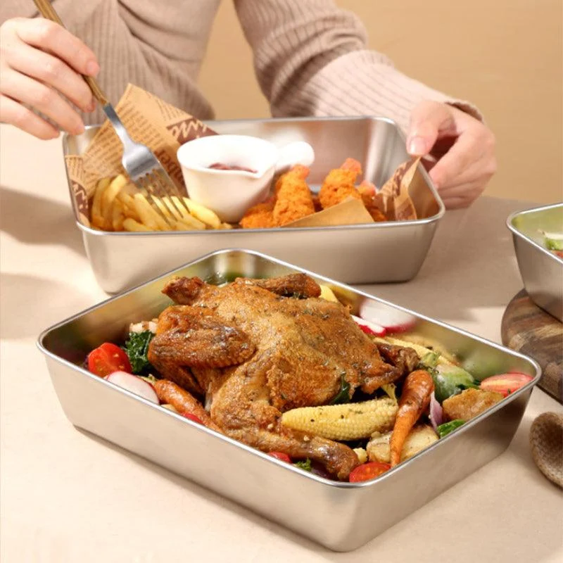 304 Stainless Steel Square Plate with Lid Food Storage Container for Kitchen -  - #tag1#