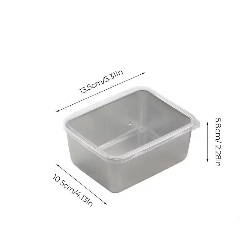304 Stainless Steel Square Plate with Lid Food Storage Container for Kitchen -  - #tag1#
