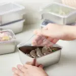 304 Stainless Steel Square Plate with Lid Food Storage Container for Kitchen tag1