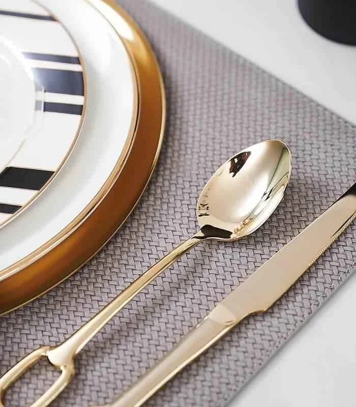 30 Pcs Luxury Flatware Set 304 Stainless Steel Buckle Handle Cutlery Set for 6 People -  - #tag1#