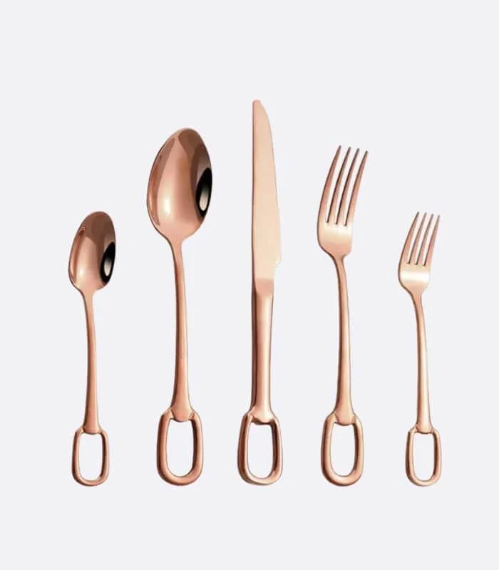 30 Pcs Luxury Flatware Set 304 Stainless Steel Buckle Handle Cutlery Set for 6 People -  - #tag1#