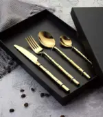 30 Pcs Stainless Steel Cutlery Set for 6 Bamboo Handle Style tag1