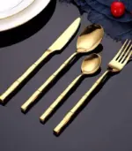 30 Pcs Stainless Steel Cutlery Set for 6 Bamboo Handle Style tag1