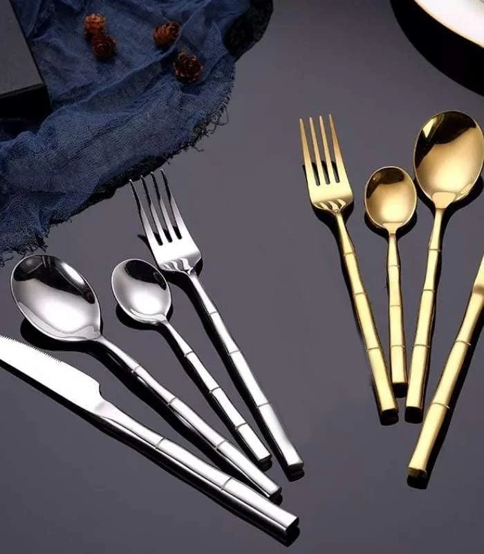 30 Pcs Stainless Steel Cutlery Set for 6 Bamboo Handle Style -  - #tag1#
