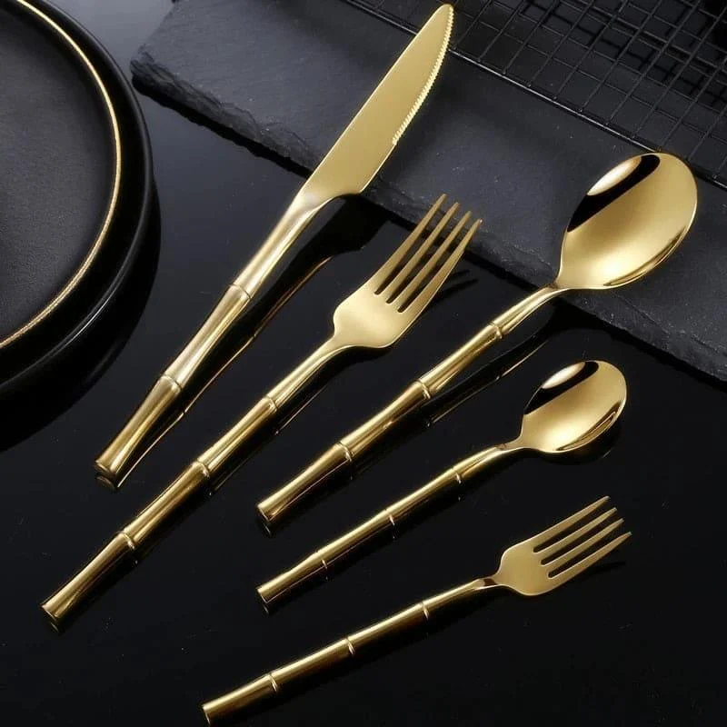 30 Pcs Stainless Steel Cutlery Set for 6 Bamboo Handle Style -  - #tag1#